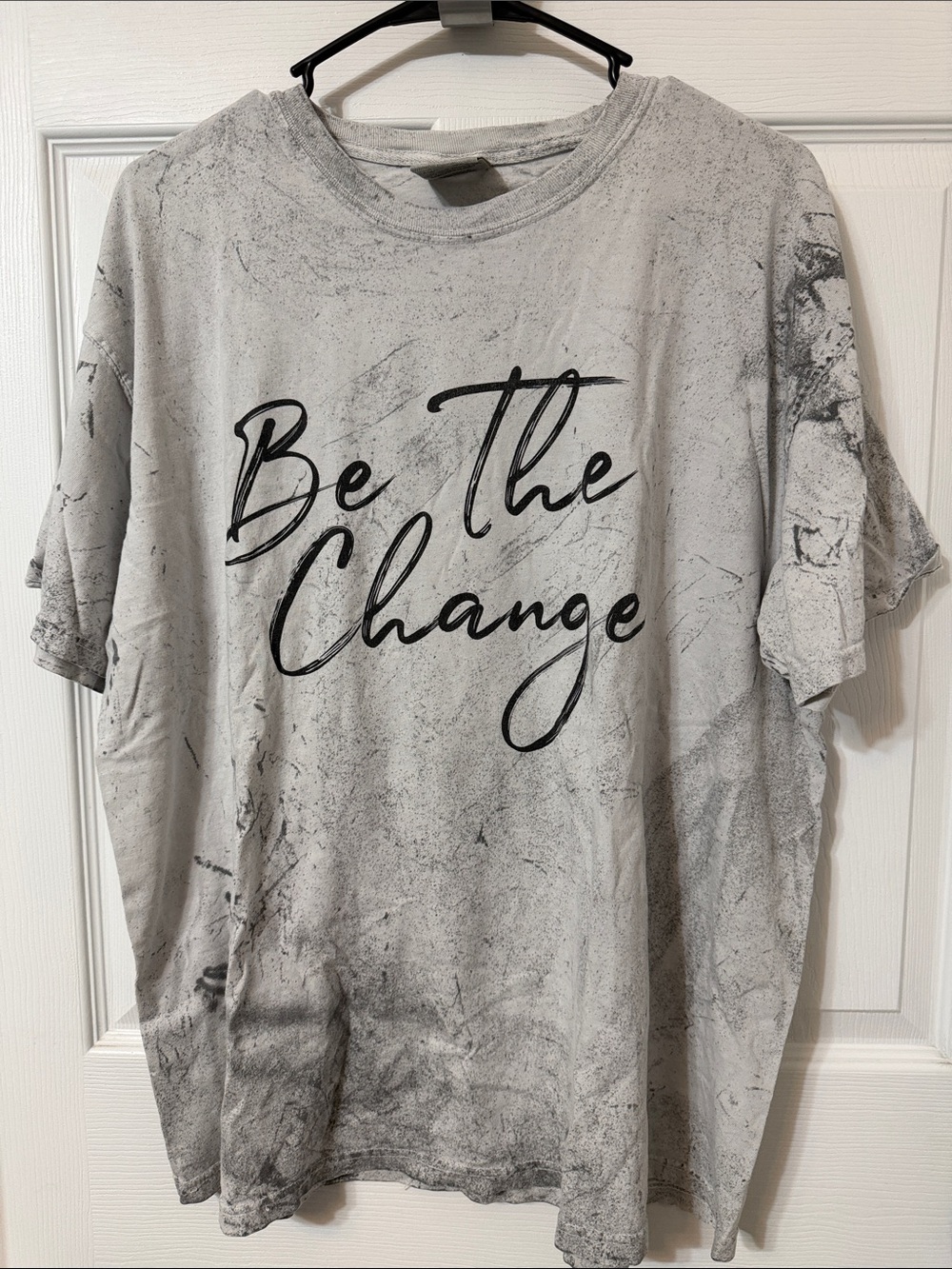 Comfort Colors "Be The Change" Short Sleeve Tee in Light Gray with Black Script